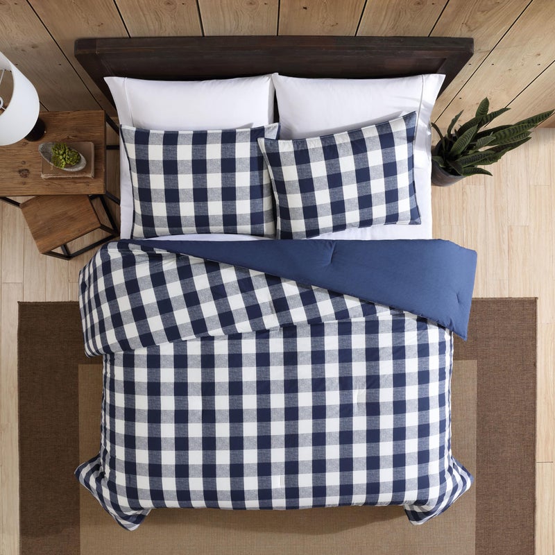 Eddie Bauer - King Duvet Cover Set, Reversible Cotton Bedding with Matching Shams, Stylish Plaid Bedding Set (Lakehouse Blue, King) - Image 2
